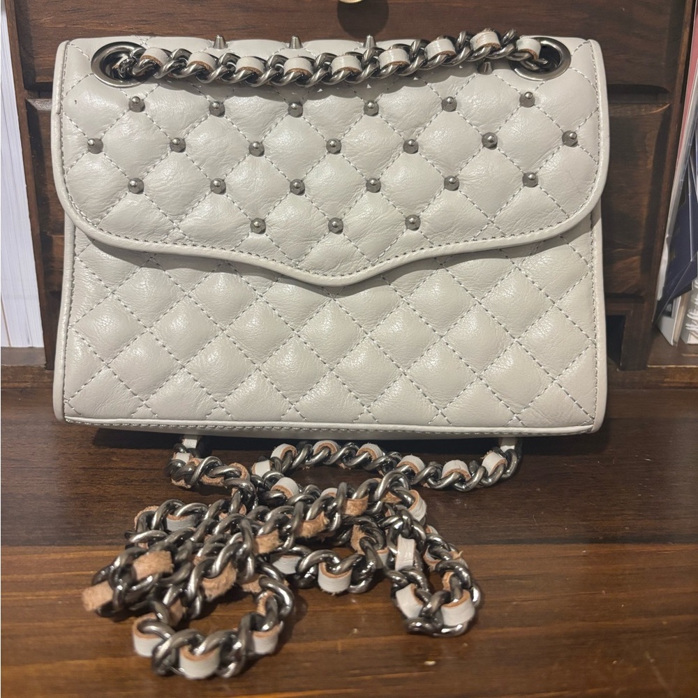 Rebecca Minkoff Quilted Mini Affair with Studs - pale grey